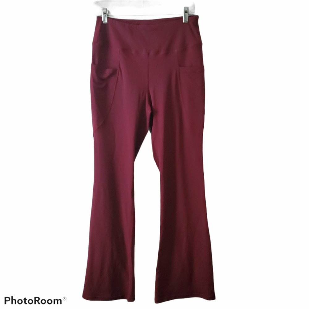 Set Of 2 MOCOLY & Chin Fun Women's Bootleg Leggings Burgundy/Gray Medium NWT - Picture 8 of 16